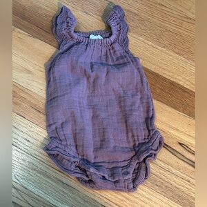 Purple Baby Romper with Ruffled Straps